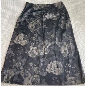 Vintage 1980's Winter Skirt Floral Print Size 14 Aline Professional Romantic